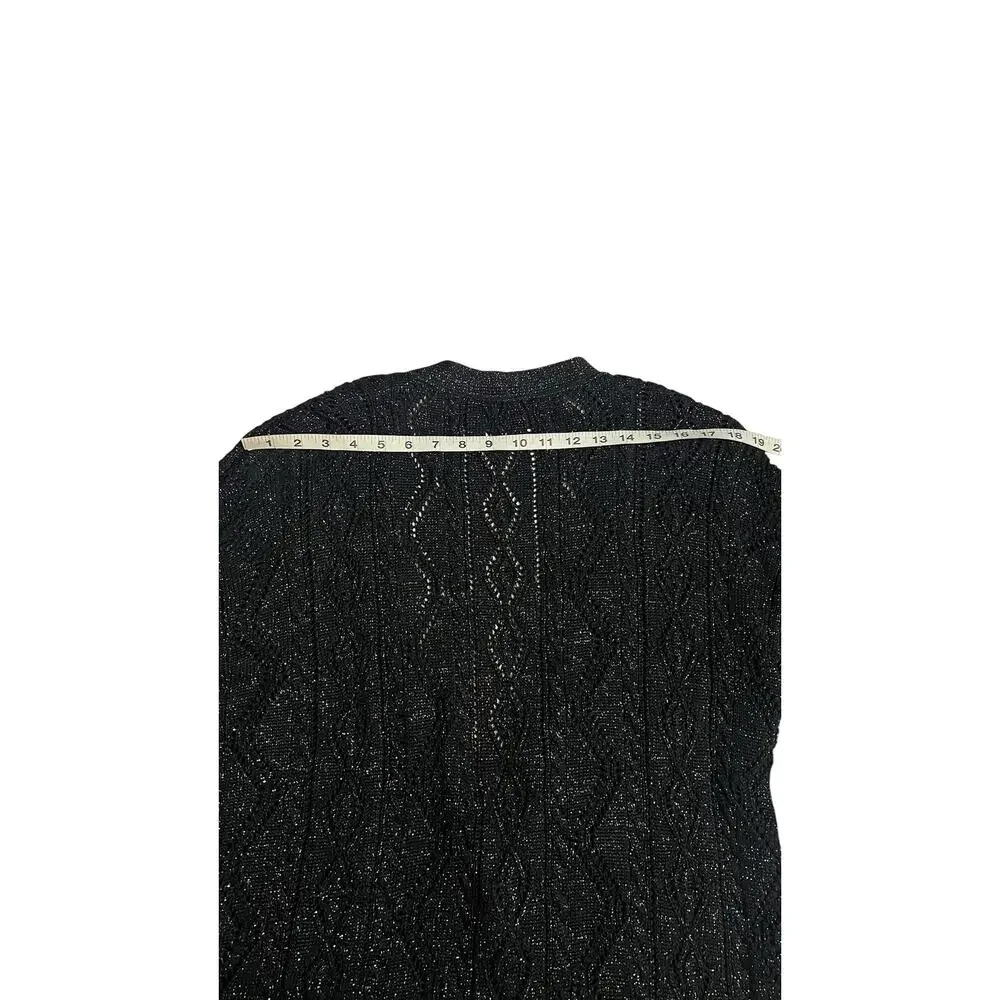 Whimsigoth Free People New Romantics Black Metallic Bang Bang Long Cardigan Sz M